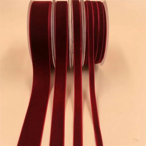 6/9/15/25 mm dunkelrotes einseitiges Nylon-Samtband zum Verpacken handgefertigter Blumensträuße, Party-Dekoration für Zuhause, Weihnachten, Dunkelrot V070 – 15 mm x 10 von AYHTUD