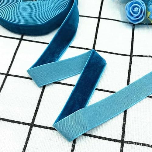 6–38 mm Samtband für Hochzeits- und Partydekoration, handgefertigt, zum Verpacken von Haarschleifen, zum Selbermachen, Weihnachten – 17 Pfauenblau – 20 m von AYHTUD