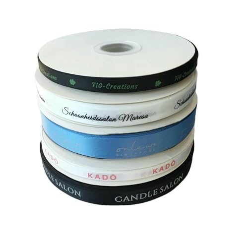 6 mm – 100 mm, Satinband mit individuellem Logo, Polyester, flacher Druck, Verpackung, Hochzeit, Urlaub, Neujahrsdekoration, 10 mm Breite von AYHTUD