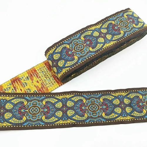 7 Meter 50 mm Vintage Ethno-Stickerei Spitzenband Boho Spitzenbesatz DIY Kleidung Tasche Zubehör Bestickter Stoff-50MM SBD12 von AYHTUD