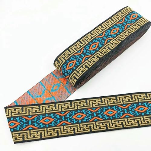 7 Meter 50 mm Vintage Ethno-Stickerei Spitzenband Boho Spitzenbesatz DIY Kleidung Tasche Zubehör Bestickter Stoff-50MM SBD34 von AYHTUD