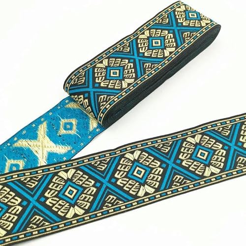 7 Meter 50 mm Vintage Ethno-Stickerei Spitzenband Boho Spitzenbesatz DIY Kleidung Tasche Zubehör Bestickter Stoff-50MM SBD37 von AYHTUD