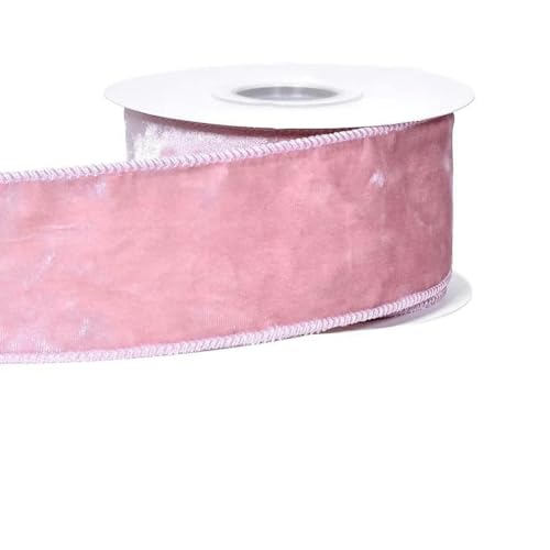 Samtbänder mit Drahtrand, 10 Yards/Lot, rosa, für Hochzeit, Weihnachtsfeier, Dekoration, handgefertigte DIY-Bänder zum Basteln von Schleifen – S1, rosa, 63 mm von AYHTUD