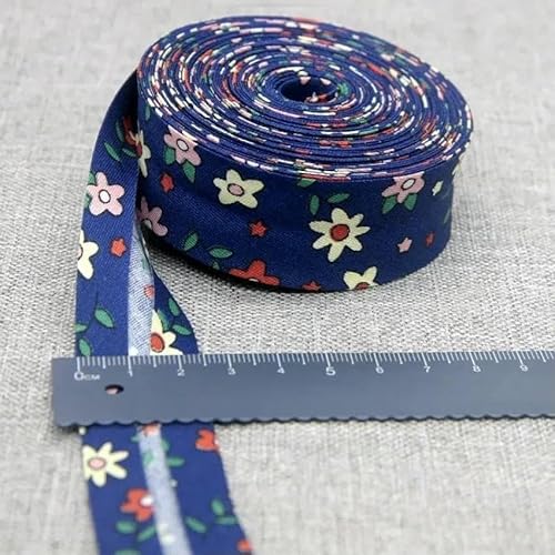 Schrägband aus Baumwolle, 25 mm (1 Zoll) x 5 m, bedruckte Blumen, Schrägband aus Baumwolltwill, DIY-Nähkantenstoff, Stoffmaterial-04-25 mm x 5 m von AYHTUD