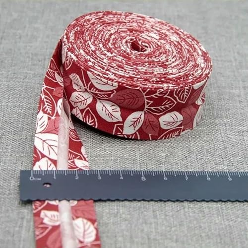 Schrägband aus Baumwolle, 25 mm (1 Zoll) x 5 m, bedruckte Blumen, Schrägband aus Baumwolltwill, DIY-Nähkantenstoff, Stoffmaterial-05-25 mm x 5 m von AYHTUD