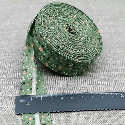 Schrägband aus Baumwolle, 25 mm (1 Zoll) x 5 m, bedruckte Blumen, Schrägband aus Baumwolltwill, DIY-Nähkantenstoff, Stoffmaterial-09-25 mm x 5 m von AYHTUD