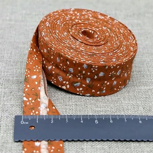 Schrägband aus Baumwolle, 25 mm (1 Zoll) x 5 m, bedruckte Blumen, Schrägband aus Baumwolltwill, DIY-Nähkantenstoff, Stoffmaterial-10–25 mm x 5 m von AYHTUD