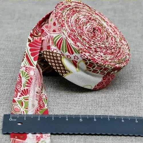 Schrägband aus Baumwolle, 25 mm (1 Zoll) x 5 m, bedruckte Blumen, Schrägband aus Baumwolltwill, DIY-Nähkantenstoff, Stoffmaterial-11-25 mm x 5 m von AYHTUD