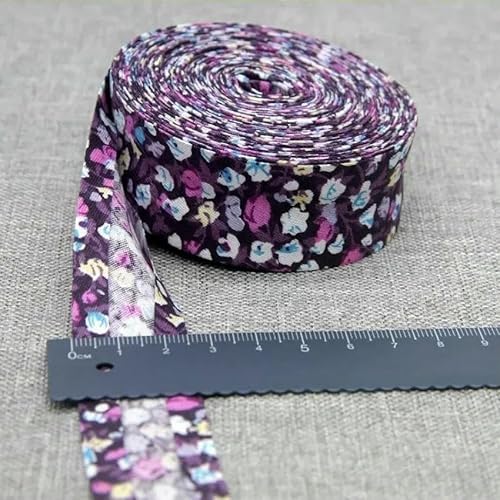 Schrägband aus Baumwolle, 25 mm (1 Zoll) x 5 m, bedruckte Blumen, Schrägband aus Baumwolltwill, DIY-Nähkantenstoff, Stoffmaterial-12–25 mm x 5 m von AYHTUD