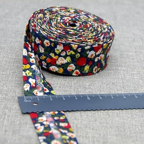 Schrägband aus Baumwolle, 25 mm (1 Zoll) x 5 m, bedruckte Blumen, Schrägband aus Baumwolltwill, DIY-Nähkantenstoff, Stoffmaterial-13–25 mm x 5 m von AYHTUD