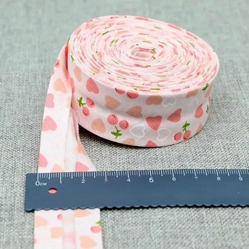 Schrägband aus Baumwolle, 25 mm (1 Zoll) x 5 m, bedruckte Blumen, Schrägband aus Baumwolltwill, DIY-Nähkantenstoff, Stoffmaterial-14–25 mm x 5 m von AYHTUD