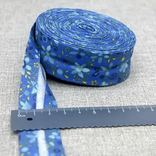 Schrägband aus Baumwolle, 25 mm (1 Zoll) x 5 m, bedruckte Blumen, Schrägband aus Baumwolltwill, DIY-Nähkantenstoff, Stoffmaterial-17-25 mm x 5 m von AYHTUD