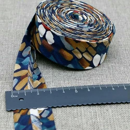 Schrägband aus Baumwolle, 25 mm (1 Zoll) x 5 m, bedruckte Blumen, Schrägband aus Baumwolltwill, DIY-Nähkantenstoff, Stoffmaterial-20–25 mm x 5 m von AYHTUD