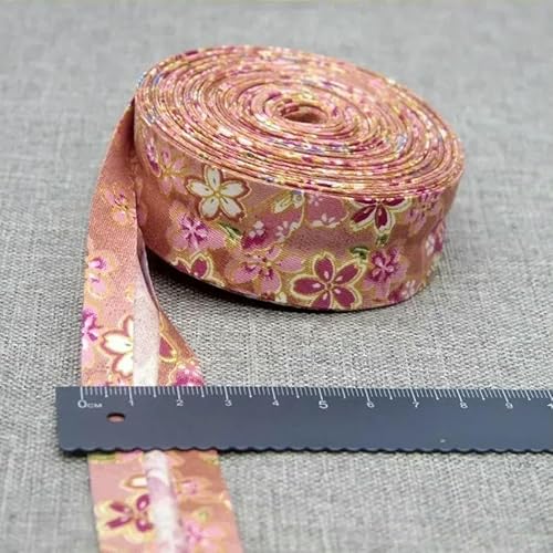 Schrägband aus Baumwolle, 25 mm (1 Zoll) x 5 m, bedruckte Blumen, Schrägband aus Baumwolltwill, DIY-Nähkantenstoff, Stoffmaterial-21-25 mm x 5 m von AYHTUD