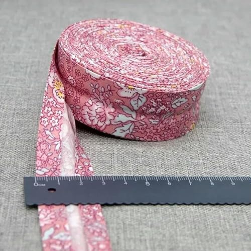 Schrägband aus Baumwolle, 25 mm (1 Zoll) x 5 m, bedruckte Blumen, Schrägband aus Baumwolltwill, DIY-Nähkantenstoff, Stoffmaterial-23–25 mm x 5 m von AYHTUD