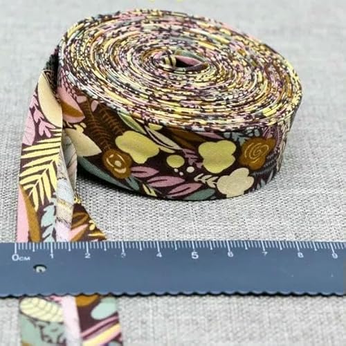 Schrägband aus Baumwolle, 25 mm (1 Zoll) x 5 m, bedruckte Blumen, Schrägband aus Baumwolltwill, DIY-Nähkantenstoff, Stoffmaterial-24–25 mm x 5 m von AYHTUD