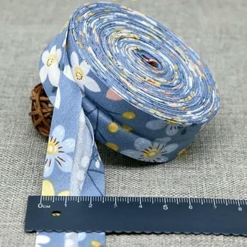 Schrägband aus Baumwolle, 25 mm (1 Zoll) x 5 m, bedruckte Blumen, Schrägband aus Baumwolltwill, DIY-Nähkantenstoff, Stoffmaterial-30-25 mm x 5 m von AYHTUD