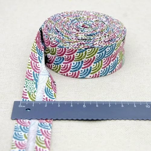 Schrägband aus Baumwolle, 25 mm (1 Zoll) x 5 m, bedruckte Blumen, Schrägband aus Baumwolltwill, DIY-Nähkantenstoff, Stoffmaterial-37-25 mm x 5 m von AYHTUD