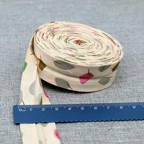 Schrägband aus Baumwolle, 25 mm (1 Zoll) x 5 m, bedruckte Blumen, Schrägband aus Baumwolltwill, DIY-Nähkantenstoff, Stoffmaterial-46-25 mm x 5 m von AYHTUD