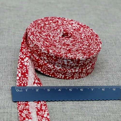 Schrägband aus Baumwolle, 25 mm (1 Zoll) x 5 m, bedruckte Blumen, Schrägband aus Baumwolltwill, DIY-Nähkantenstoff, Stoffmaterial-48-25 mm x 5 m von AYHTUD