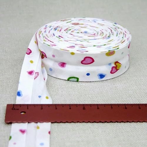 Schrägband aus Baumwolle, 25 mm (1 Zoll) x 5 m, bedruckte Blumen, Schrägband aus Baumwolltwill, DIY-Nähkantenstoff, Stoffmaterial-51-25 mm x 5 m von AYHTUD