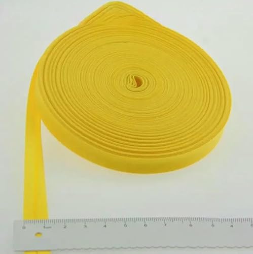 Schrägband aus Polyester, Größe: 12 mm, Breite: 1,27 cm, 27,6 m, das schmalste gefaltete Schrägband zum Selbernähen, 10 gelb, 12 mm x 27,6 m von AYHTUD