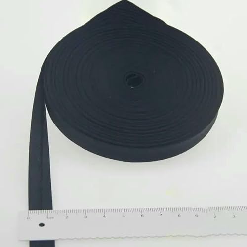 Schrägband aus Polyester, Größe: 12 mm, Breite: 1,27 cm, 27,6 m, das schmalste gefaltete Schrägband zum Selbernähen, 11 Schwarz, 12 mm x 27,6 m von AYHTUD