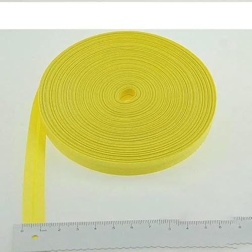 Schrägband aus Polyester, Größe: 12 mm, Breite: 1,27 cm, 27,6 m, das schmalste gefaltete Schrägband zum Selbernähen, 21 Zitronengelb, 12 mm x 27,6 m von AYHTUD