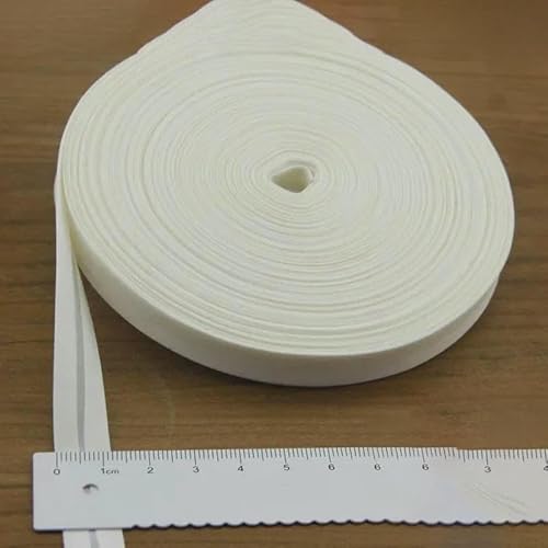 Schrägband aus Polyester, Größe: 12 mm, Breite: 1,27 cm, 27,6 m, das schmalste gefaltete Schrägband zum Selbernähen, 5 Elfenbeinweiß, 12 mm x 27,6 m von AYHTUD