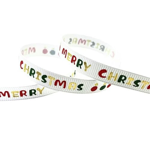 Yard Weihnachtsbänder Bedrucktes Ripsband zum Verpacken von Hochzeitsdekorationen, Haarschleifen, DIY-10 (10 mm) - 1 Yard (0,9 Meter) von AYHTUD