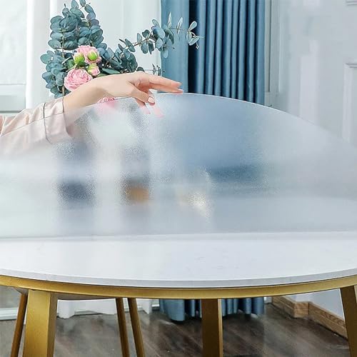 AYLFBFU Rund Mattiert Transparent Folie Für Tisch 58cm - Tischdeckenunterlage, Dicke 1.5mm - Wasserdicht, rutschfest, Faltenfrei Table Cover, Gartentischdecke, Matt 1.5mm von AYLFBFU