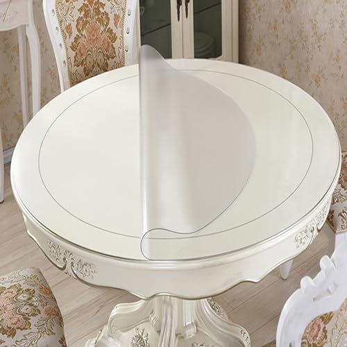 Mattiert Transparent Tischauflage Rund 46cm - Kunststoff Tischdecke Nach Maß 3mm - Wasserdicht, Schmutzabweisendt, Maßgeschneidert – Maße Table Cover, Gartentischdecke, Matt 3mm von AYLFBFU