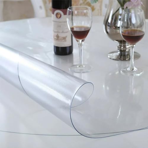 Rund Folie Tisch Mattiert Transparent 105cm - Nach Maß 2mm Wachstuch Tischdecken - Wasserabweisende Pflegeleicht und Abwischbar Glasplatte Tisch für Hart-/Holzböden, Matt 2mm von AYLFBFU