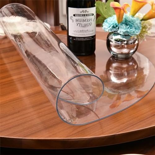 Rund Folie Tisch Transparent 130cm - Durchsichtige Tischdecke - Wasserdicht, Schmutzabweisendt, Maßgeschneidert – Maße Durchsichtige Schreibtischunterlage, Tischabdeckung Outdoor, Durchsichtig 2mm von AYLFBFU