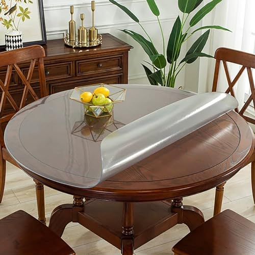 Rund PVC Tischdecke 45cm - Schutzfolie Tisch Matt Transparent 1.5mm - Wasserdicht ölbeständig Verschleißbeständig Tischtuch, Oktoberfest Tischdecke, Mattiert 1.5mm von AYLFBFU