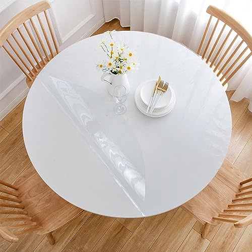 Tischdecke Oval Runde 100cm - Dicke 1mm Folie Tisch Transparent - Abwaschbar Anti-Oil Stain Verschleißfest PVC Platte, Outdoor Tischdecke, Transparent_1mm von AYLFBFU