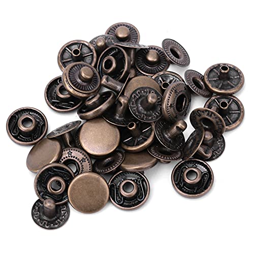 50 Set Druckknöpfe aus reinem Messing, Antik-Messing-Druckknöpfe, Ringbuchse, Druckknöpfe für Leder, Hemd, Jacke, Taschen, Gepäck, Dekoration, Zubehör (10 mm) von AYNEFY