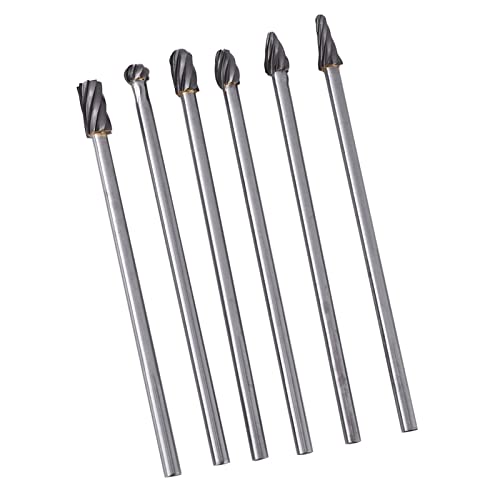 6-pc-Wolfram-Carbid-Rotationsdateien Burr-Set, Drehbitset, mit Zylinderkopf-Festes Aluminium, Polierkit, Schneiddurchmesser, Multi-Material-Schneidfähigkeiten, überlegen von AYNEFY