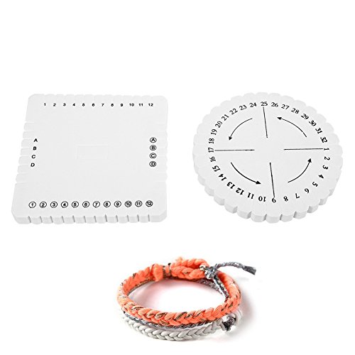 Packung mit 2 10 Cm Runden Quadratischen Kumihimo-Handseil-Zopfmachern für Flache Zöpfe und Armbänder, Disc-Spitzengeflecht-Seilarmband, Handgeflochtene Scheiben(S-Kreis und Quadrat) von AYNEFY