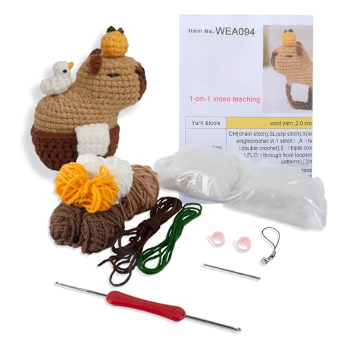 AYNKH Capybara Häkelset für Anfänger, ideales kreatives DIY-Geschenk für Bastelliebhaber, mit Anleitung und Video-Tutorials zum Basteln von AYNKH