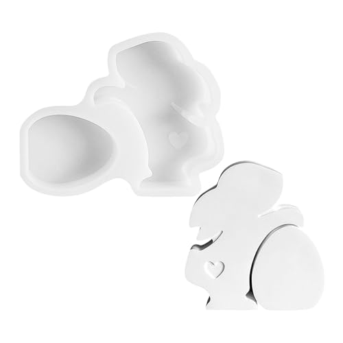 Silikonformen Gießformen Ostern Silikonform Hase Kreative Kombinationen Silikon Gießform Kerzenhalter 3D Osterhase Silikonform Kerzenhalter (3-White, One Size) von AYOrpeg