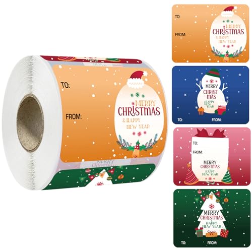 Weihnachtssticker Geschenktaschen Weihnachten Aufkleber Verpackung Weihnachtsaufkleber Selbstklebend Geschenketiketten Weihnachten Sticker Rolle Deko Aufkleber Geschenktaschen Papiertüten (A, A) von AYOrpeg