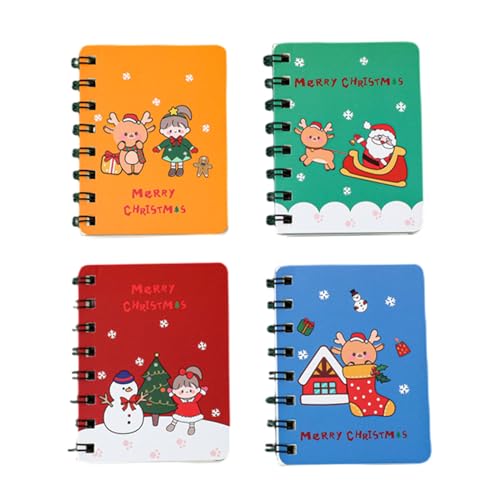 4 Stück Cartoon Chritmas Notizblock Kleines Notizbuch Tasche Schreibblock Notizblock Gefüttert Schreiben Journaling von AYPOHU