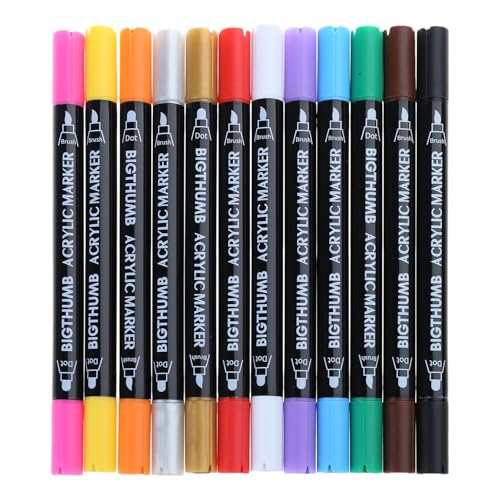 AYPOHU Farbstifte Für Felsmalerei 12 Stück Wasserfeste Stifte Für Glasmalerei Kunst Zeichnung Runde Spitze Acrylfarben Marker Set von AYPOHU