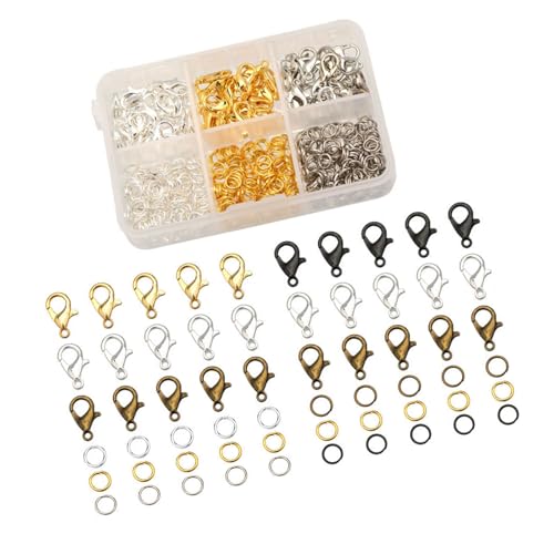 AYPOHU Set Mit Karabinerverschlüssen Und Offenen Biegeringen Schmuckherstellungszubehör Für Die Herstellung Von Schmuck Halsketten Armbändern Und Schlüsselanhängern von AYPOHU