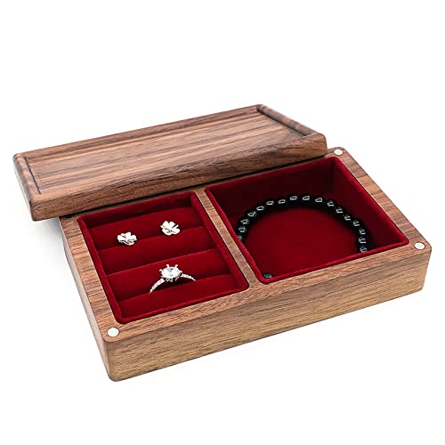 AYPOHU Tragbare Retro Schmuckschatulle Aus Holz Für Ohrstecker Ohrringe Ringe Armbänder Und Halsketten von AYPOHU