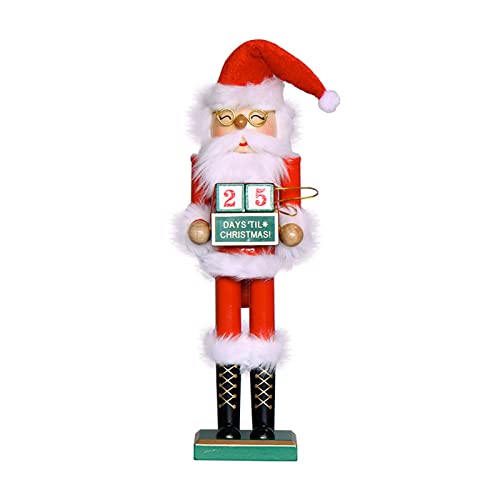 AYPOHU Weihnachtsmann Nussknacker Weihnachtsschmuck Aus Holz 38 cm Große Holzfigur Countdown Kalender Nussknacker Kollektion Dekorationen von AYPOHU