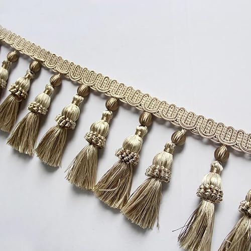 VNJUGF 6 m/Beutel Fransen for Vorhänge Garnituren Dekoration Fringe Vorhang Spitze Trim Nähen Trim Geflecht Polsterung DIY Luxus(Beige,4m) von AYRTEGI