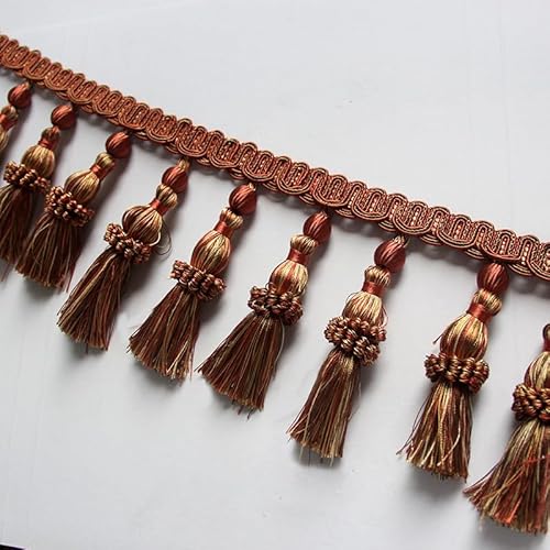 VNJUGF 6 m/Beutel Fransen for Vorhänge Garnituren Dekoration Fringe Vorhang Spitze Trim Nähen Trim Geflecht Polsterung DIY Luxus(Brown,4m) von AYRTEGI