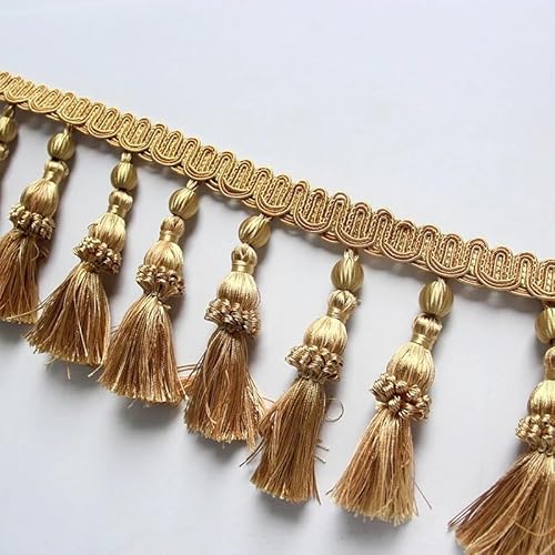 VNJUGF 6 m/Beutel Fransen for Vorhänge Garnituren Dekoration Fringe Vorhang Spitze Trim Nähen Trim Geflecht Polsterung DIY Luxus(Gold,4m) von AYRTEGI